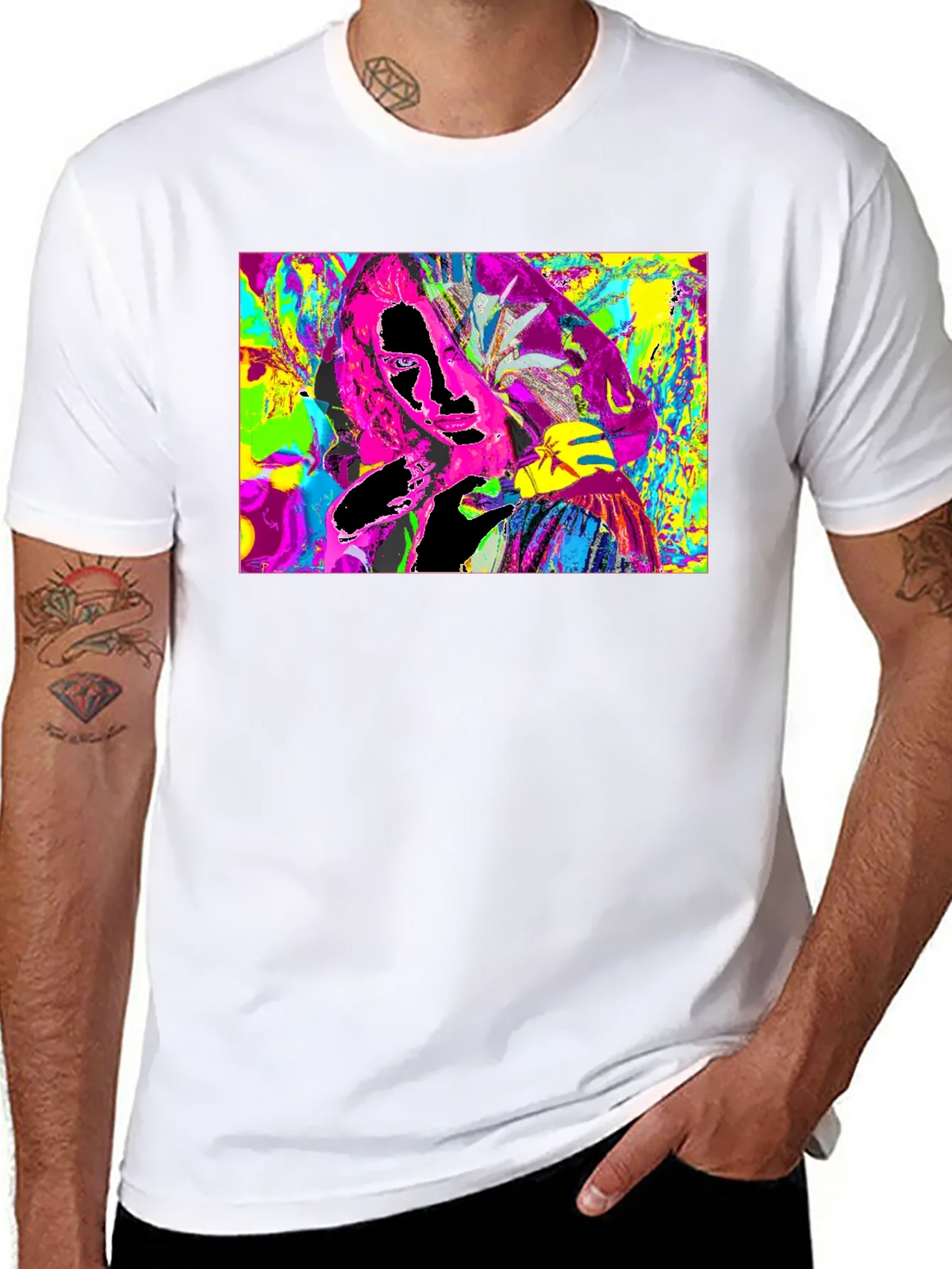 Vivid Abstract Graphic Print Crewneck T-Shirt product image 10