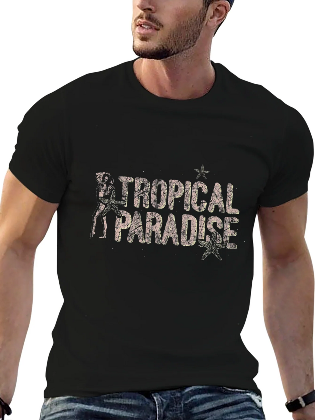 Tropical Paradise Black Graphic Tee product image 9