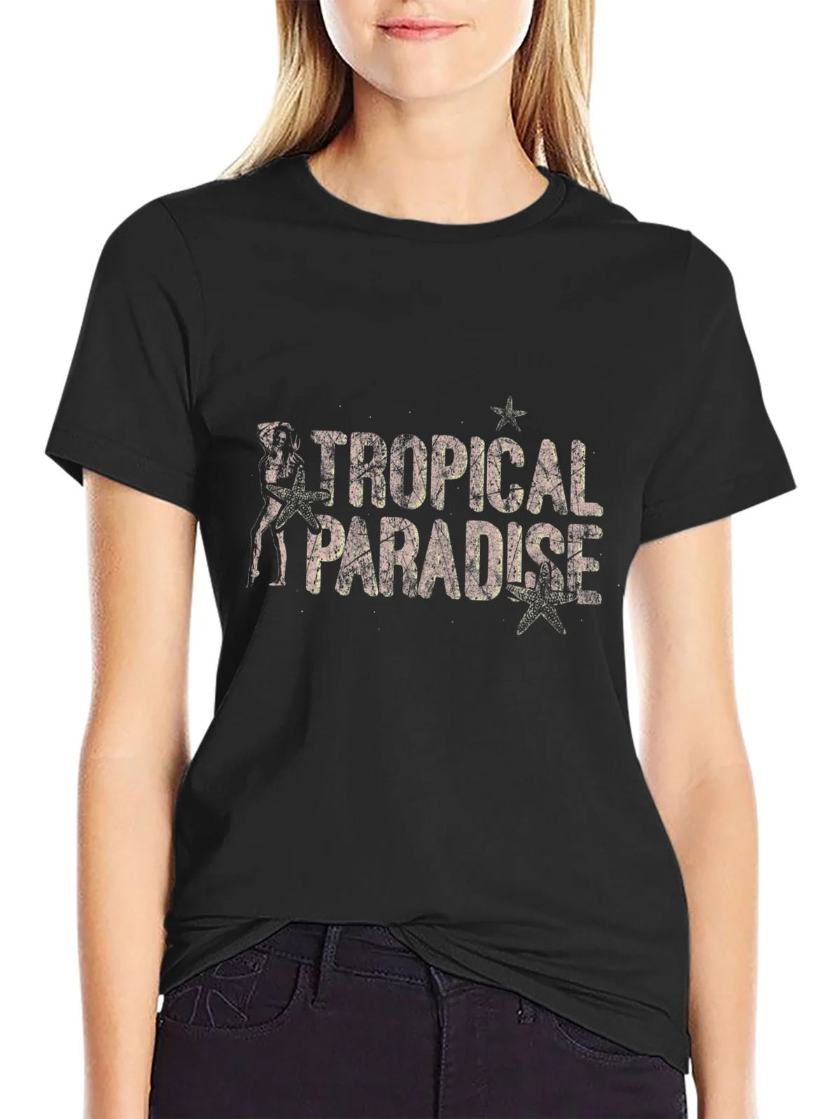 Tropical Paradise Black Graphic Tee product image 5