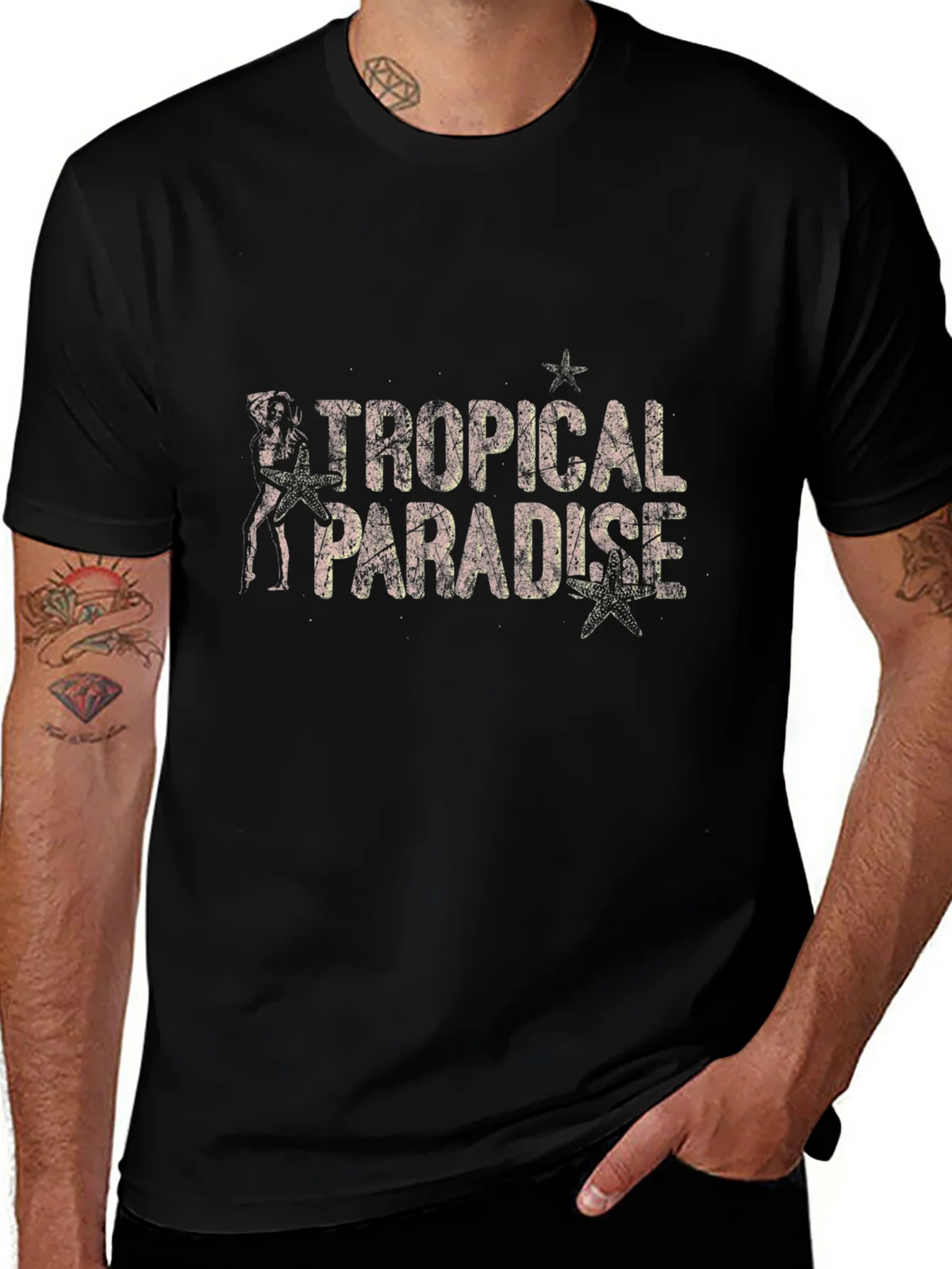 Tropical Paradise Black Graphic Tee product image 1