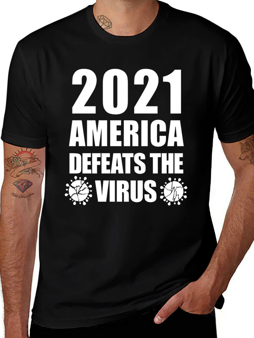 2021 America Defeats Virus Graphic T-Shirt product image 1