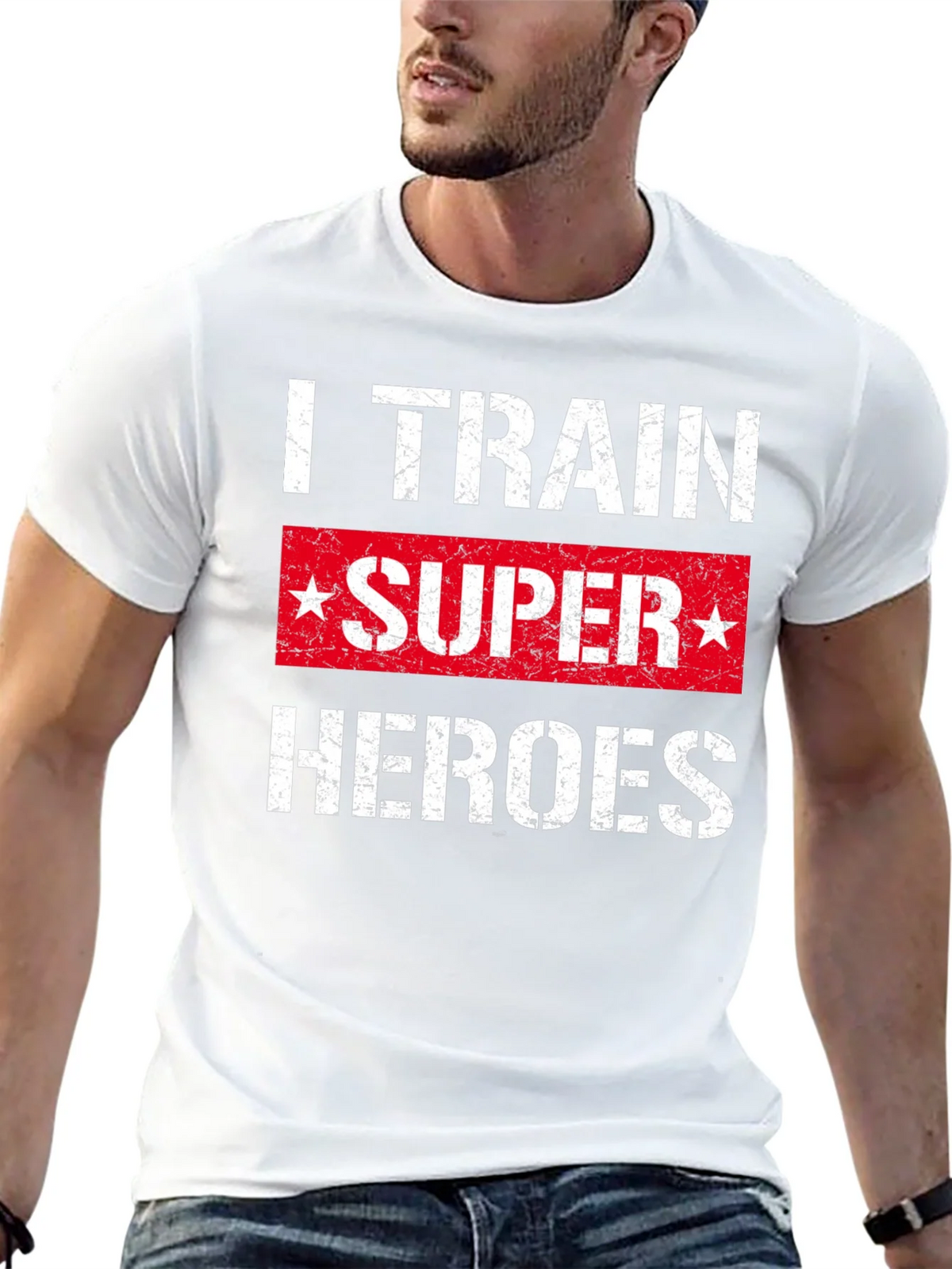 I Train Super Heroes T-Shirt - Black product image 4