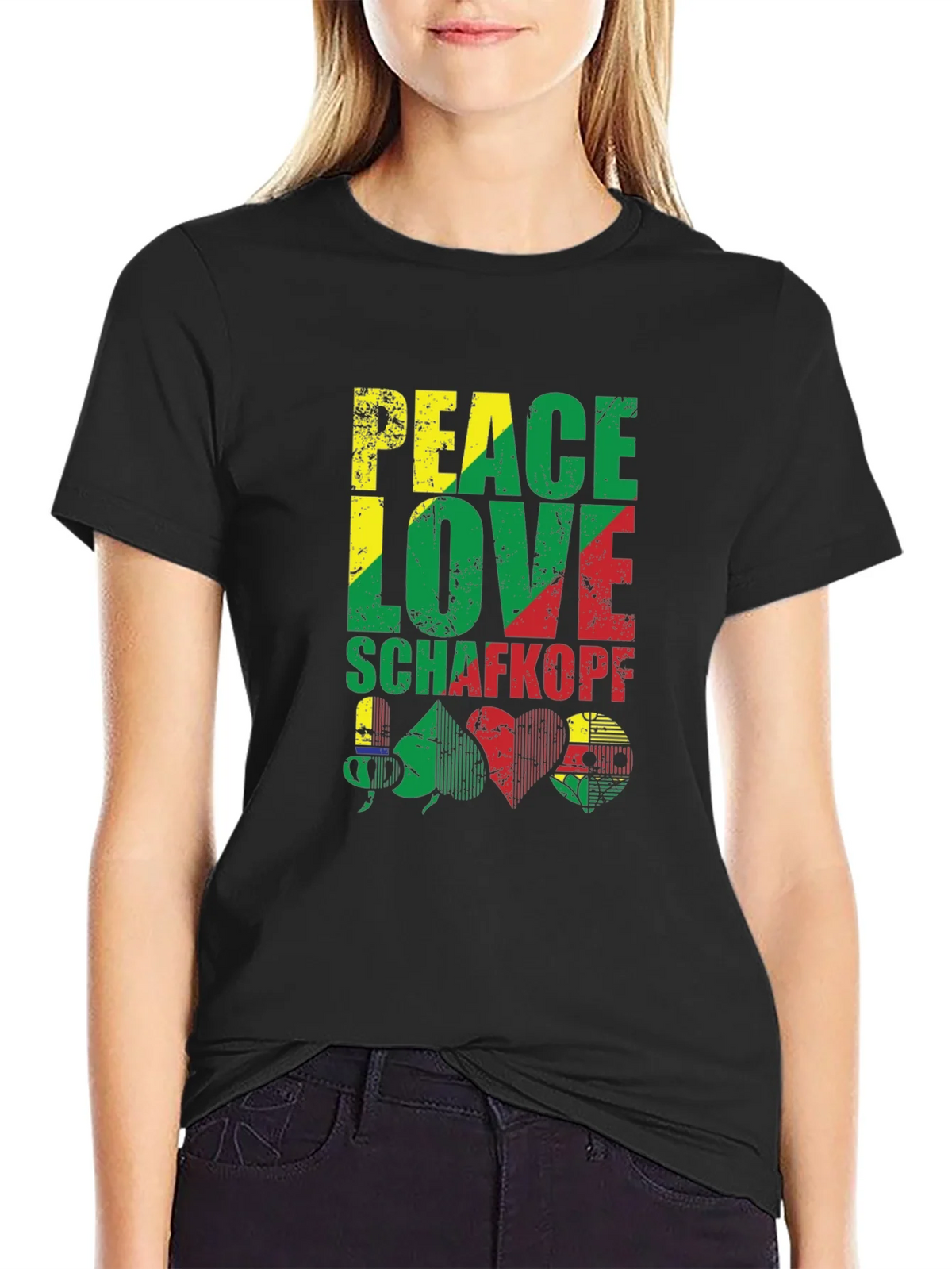 Peace Love Schafkopf Card Game Black T-Shirt product image 5
