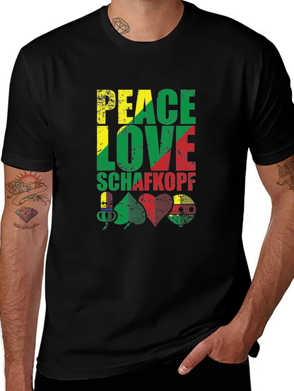 Peace Love Schafkopf Card Game Black T-Shirt product image 1