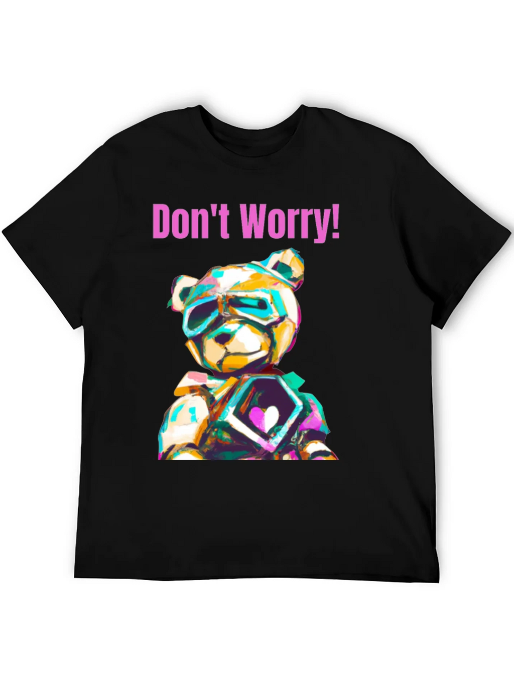 Dont Worry Graphic Tee with Geometric Teddy Bear Design product image 8
