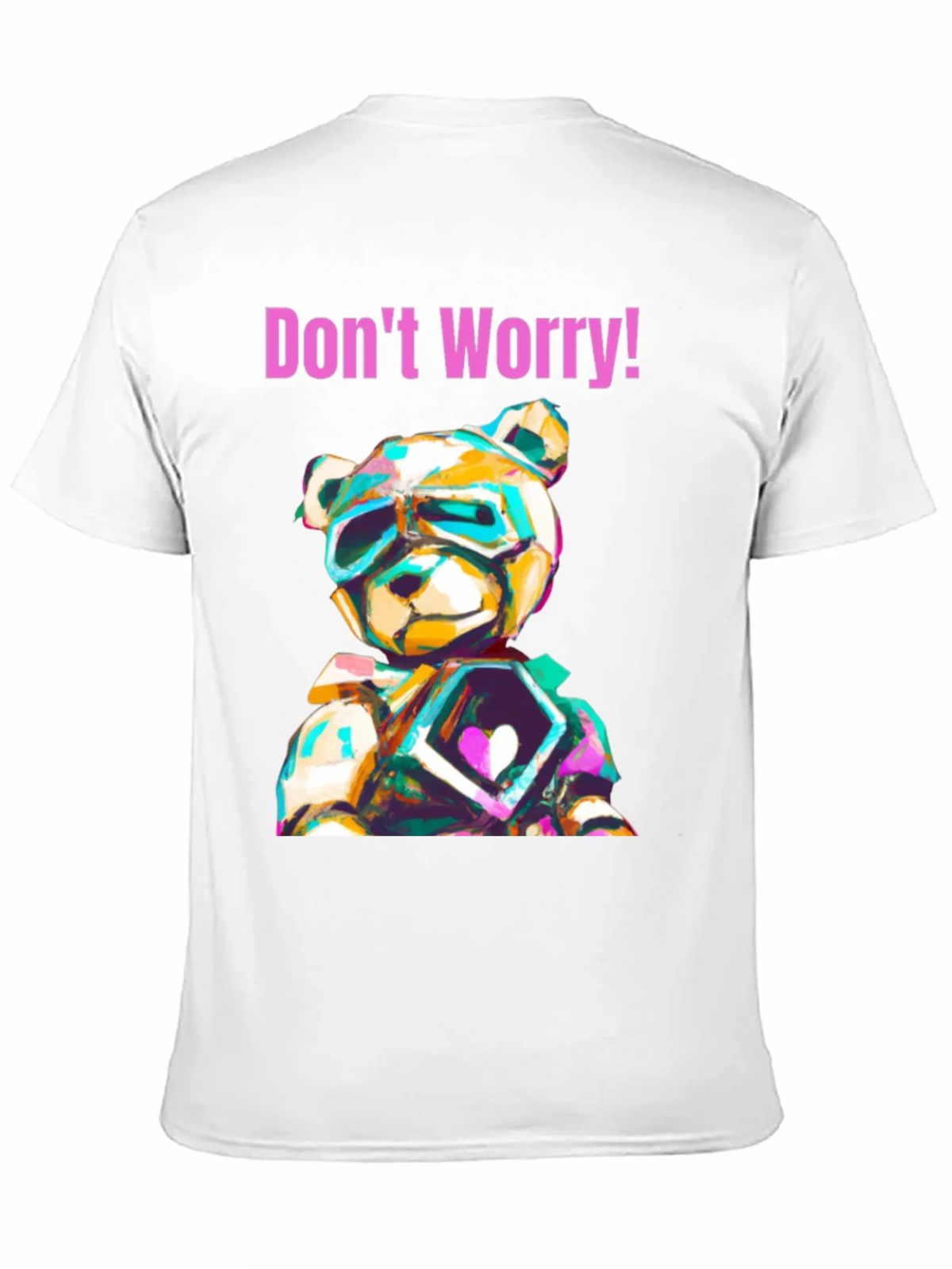 Dont Worry Graphic Tee with Geometric Teddy Bear Design product image 2