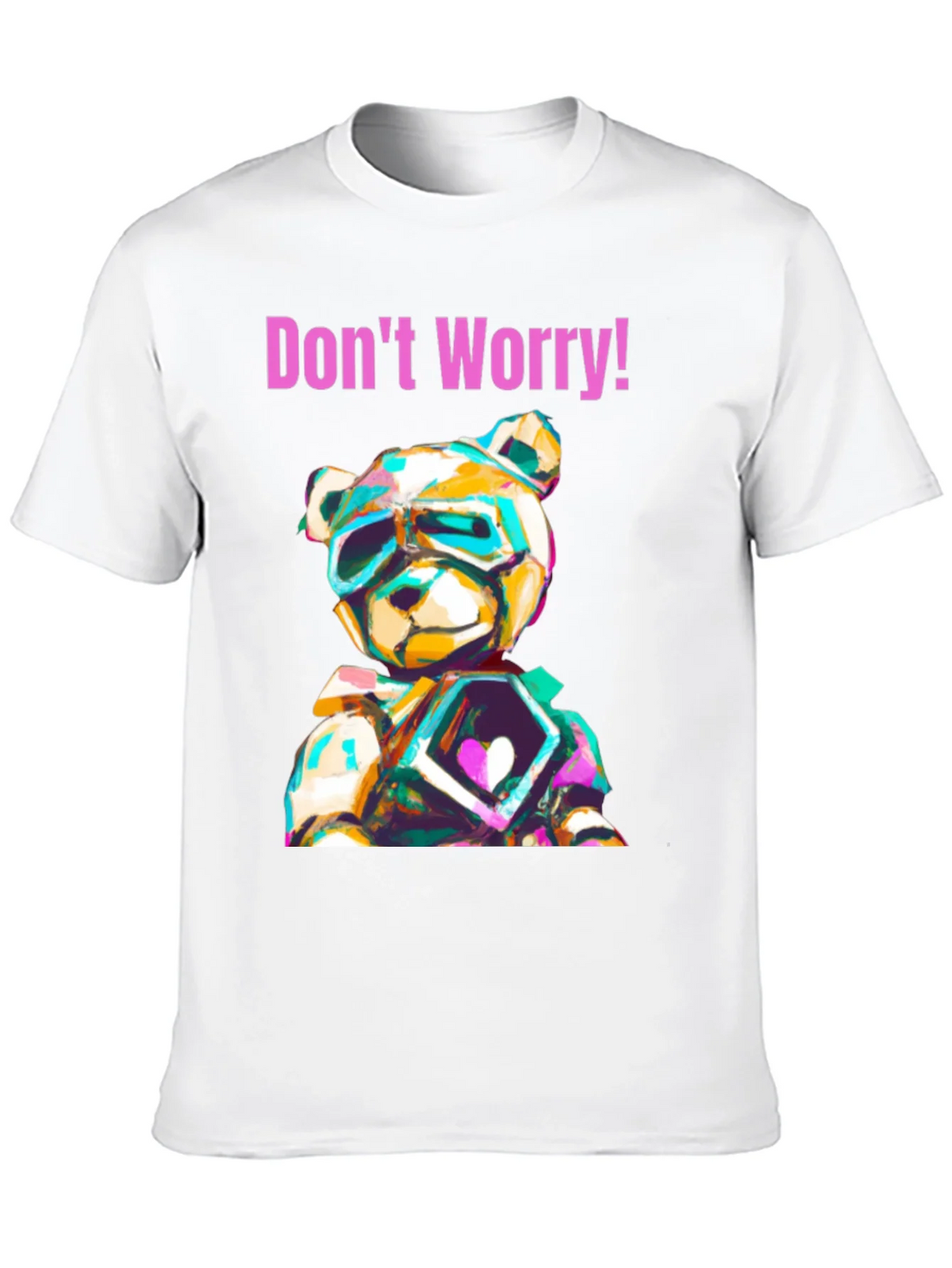 Dont Worry Graphic Tee with Geometric Teddy Bear Design product image 12