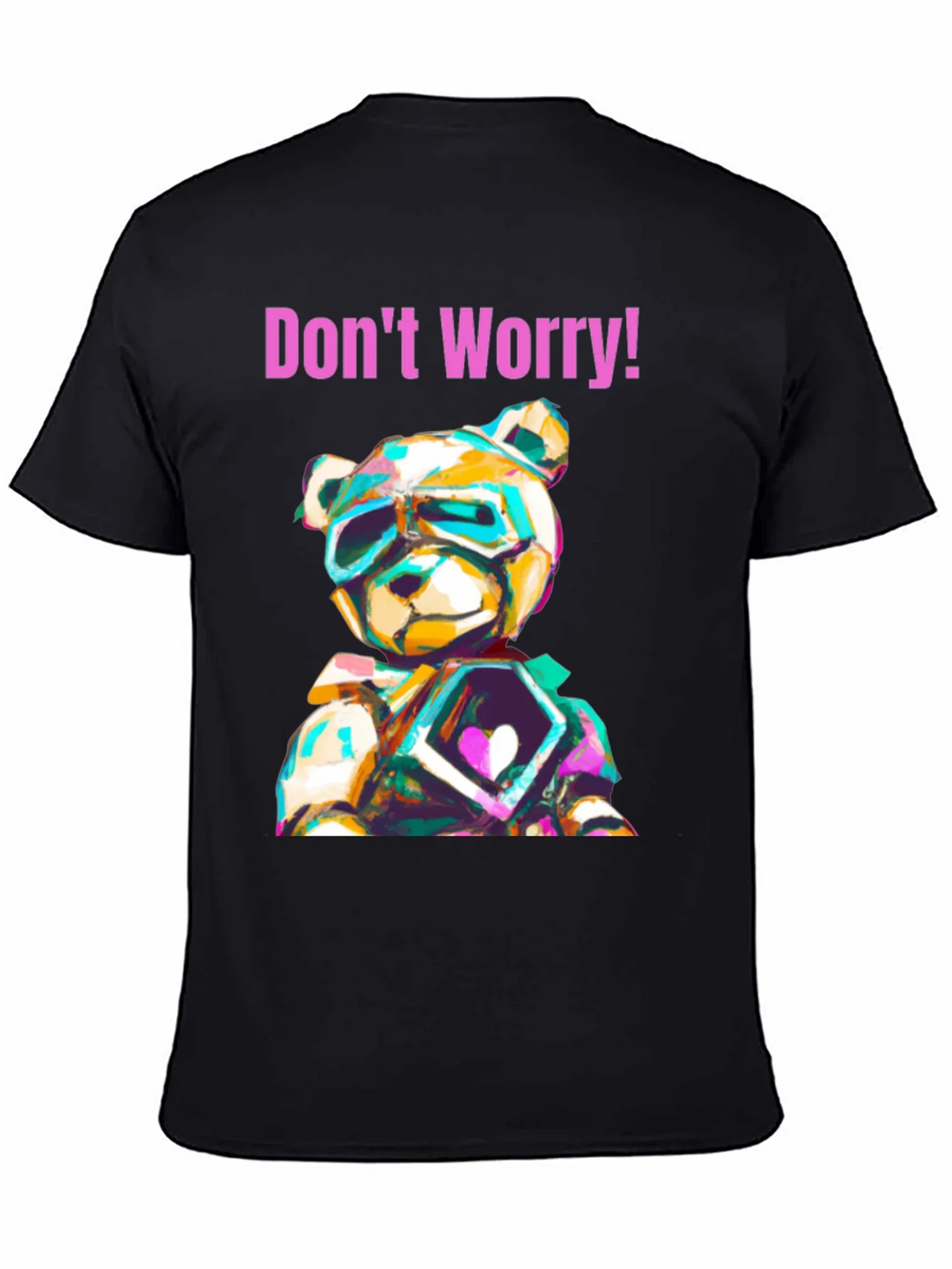 Dont Worry Graphic Tee with Geometric Teddy Bear Design product image 7