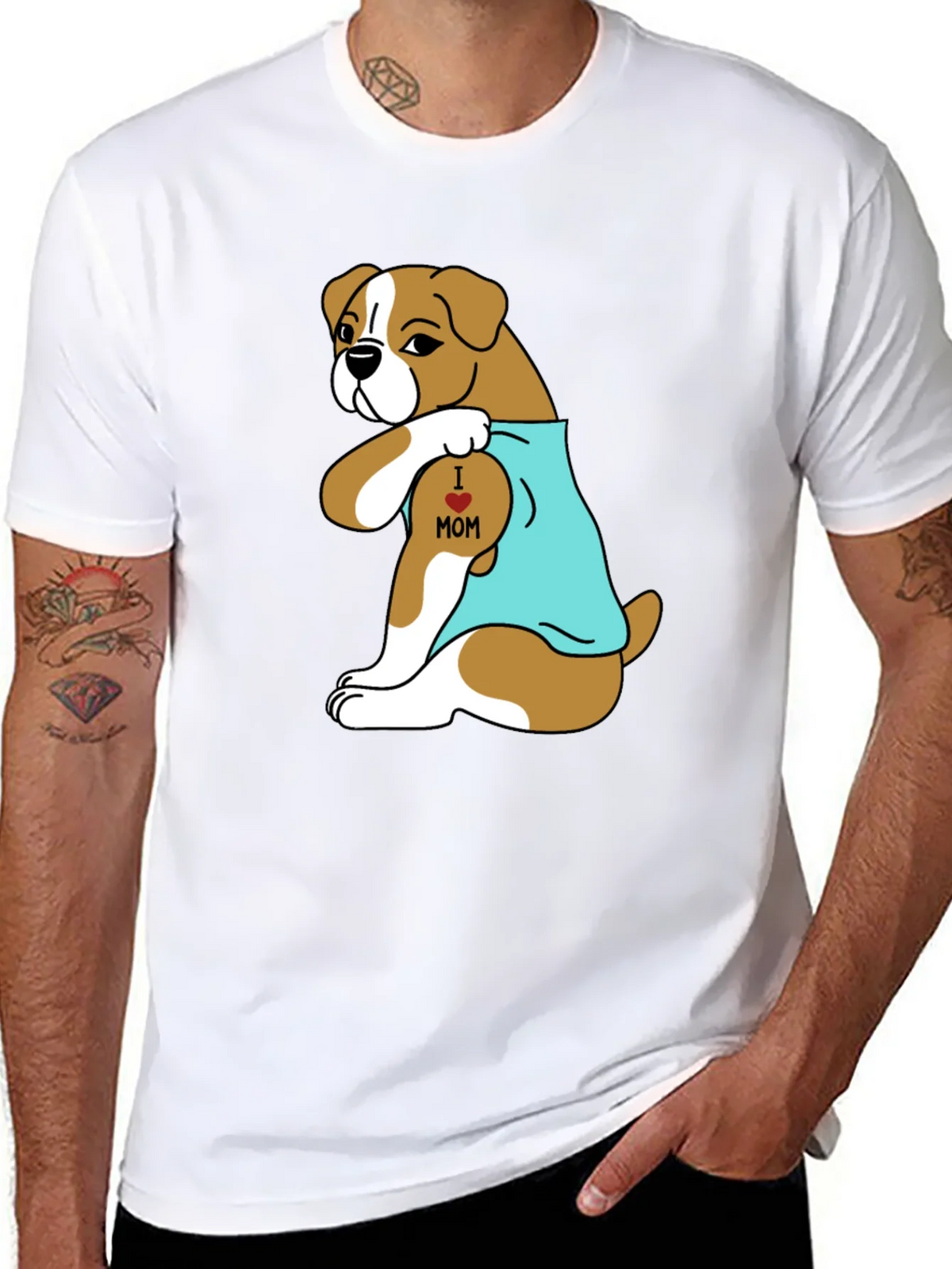 Boxer Dog I Heart Mom Tattoo T-Shirt product image 10
