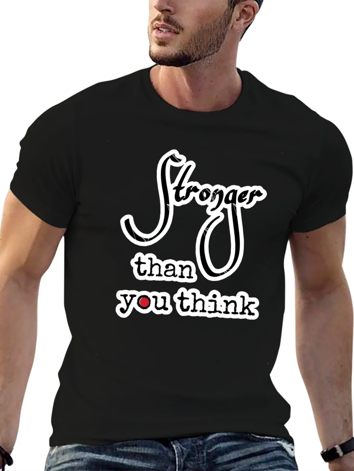 Stronger Than You Think Black Graphic Tee product image 9