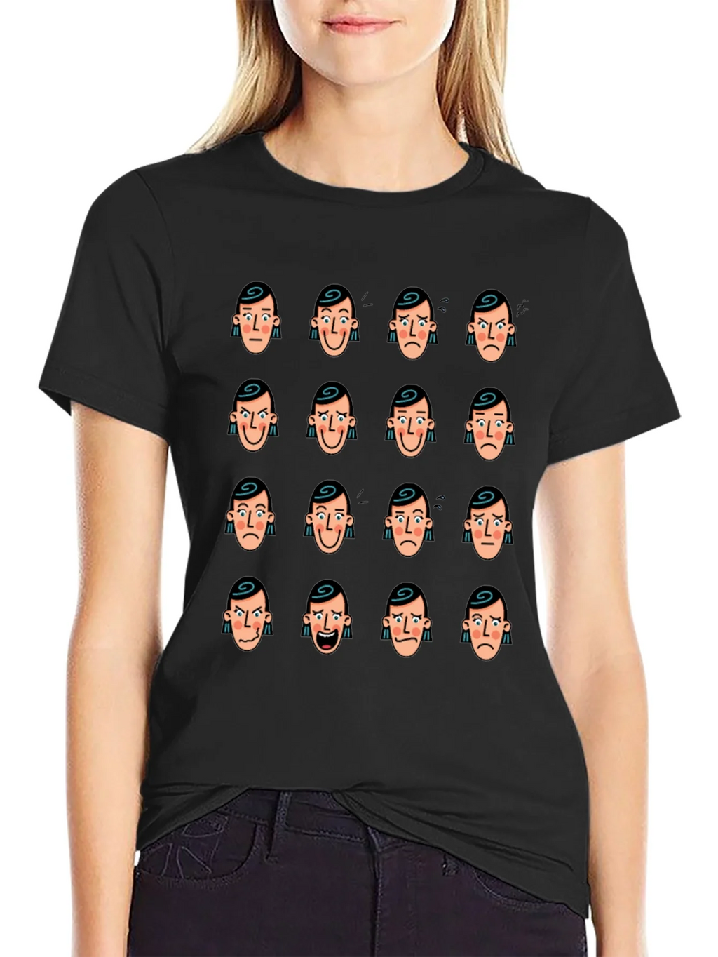 Emotional Faces Graphic Black T-Shirt product image 5