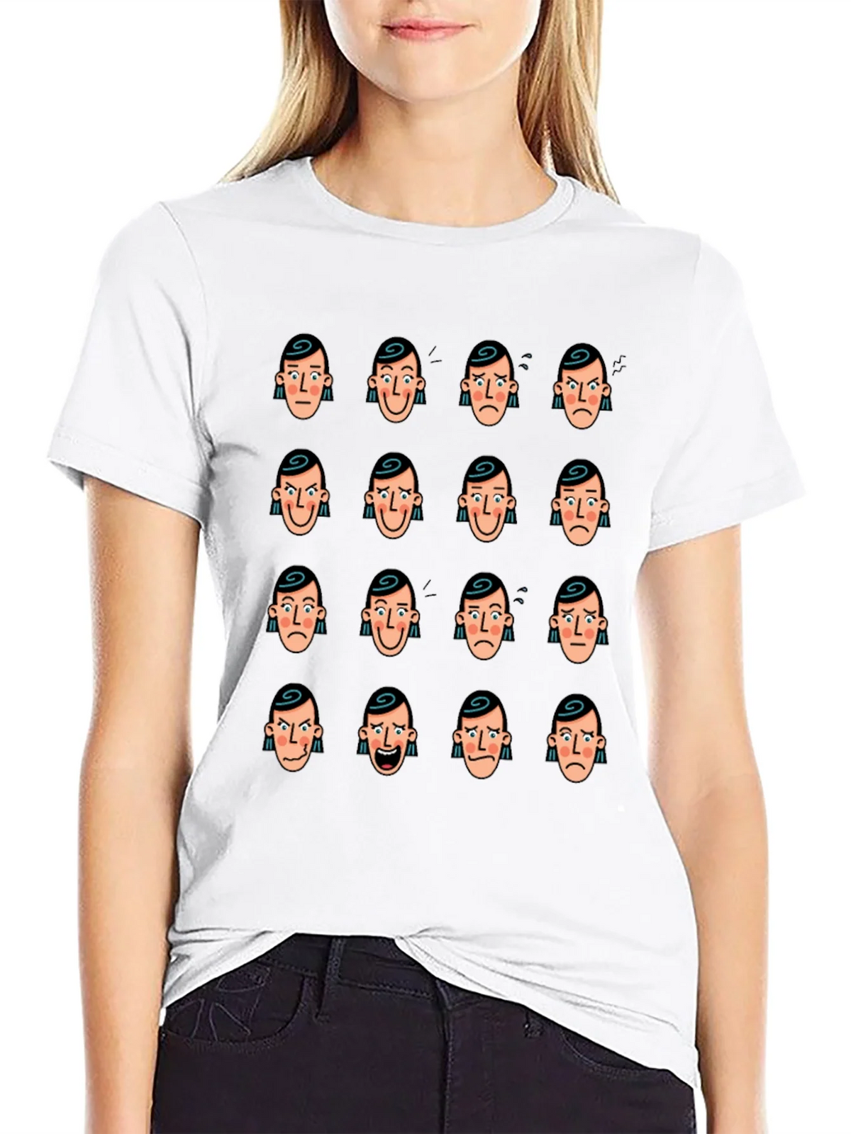 Emotional Faces Graphic Black T-Shirt product image 11
