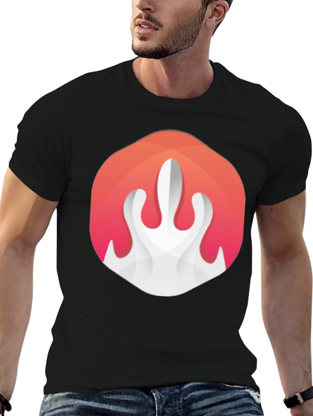 Abstract Flame Graphic Black T-Shirt product image 9