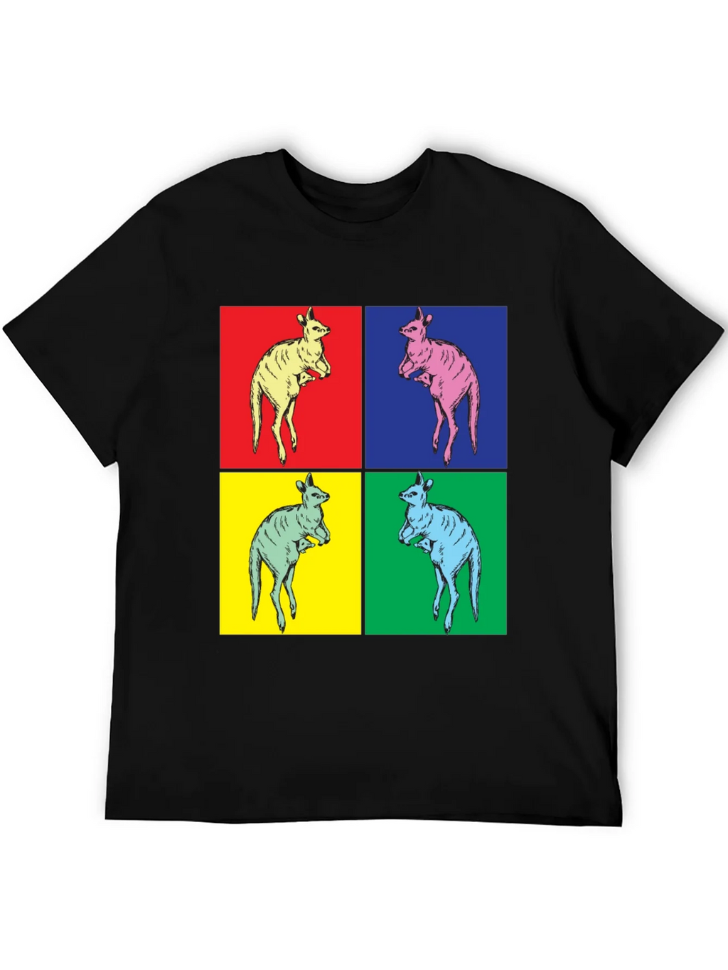 Kangaroo Pop Art Black T-Shirt product image 8