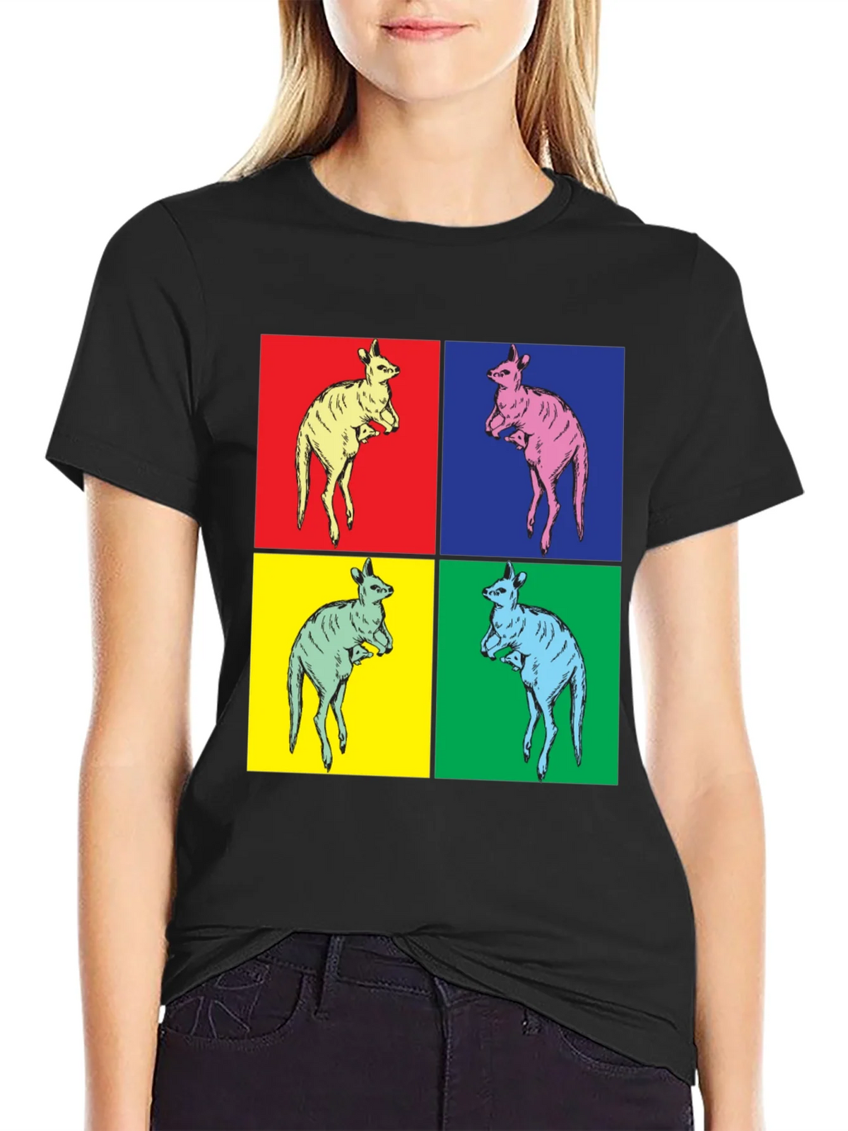 Kangaroo Pop Art Black T-Shirt product image 5