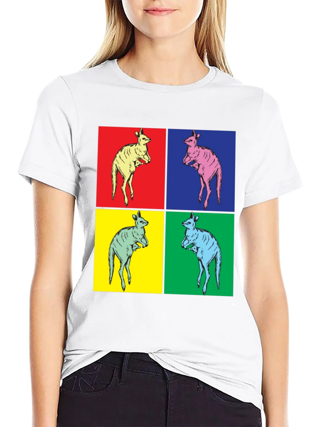 Kangaroo Pop Art Black T-Shirt product image 11