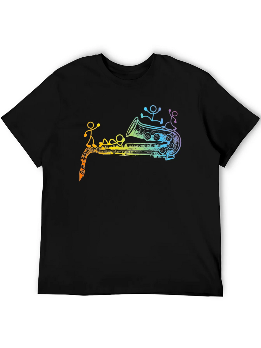 Rainbow Saxophone Stick Figures Graphic T-Shirt product image 8
