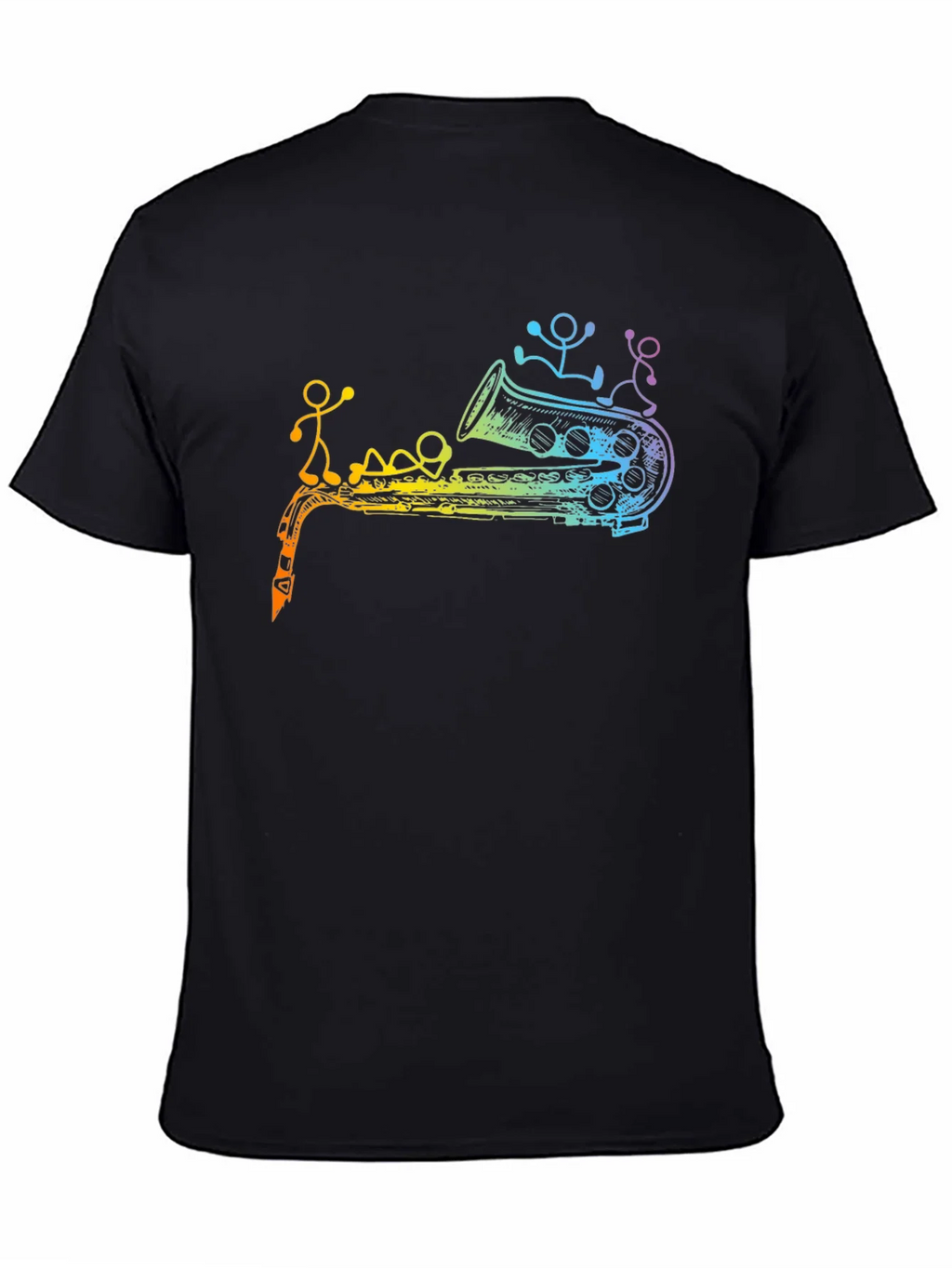 Rainbow Saxophone Stick Figures Graphic T-Shirt product image 7
