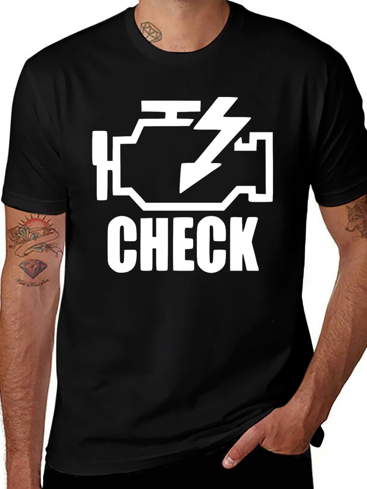 Check Engine Light Black Graphic T-Shirt product image 1