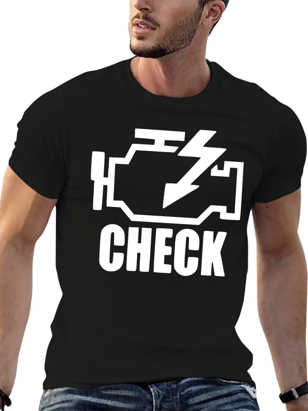 Check Engine Light Black Graphic T-Shirt product image 9