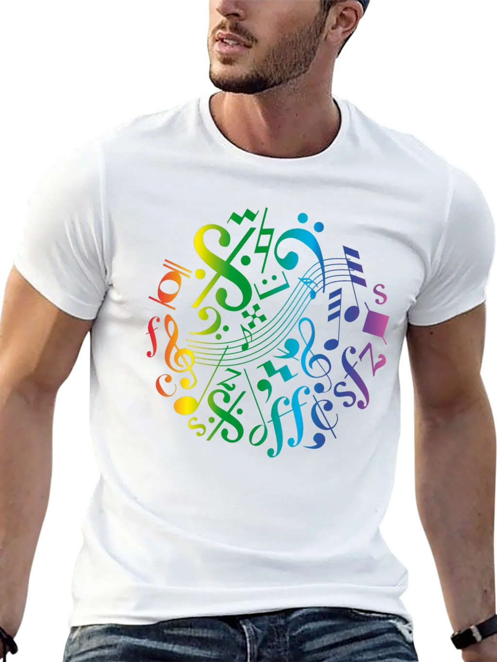 Rainbow Music Notes Graphic T-Shirt product image 4