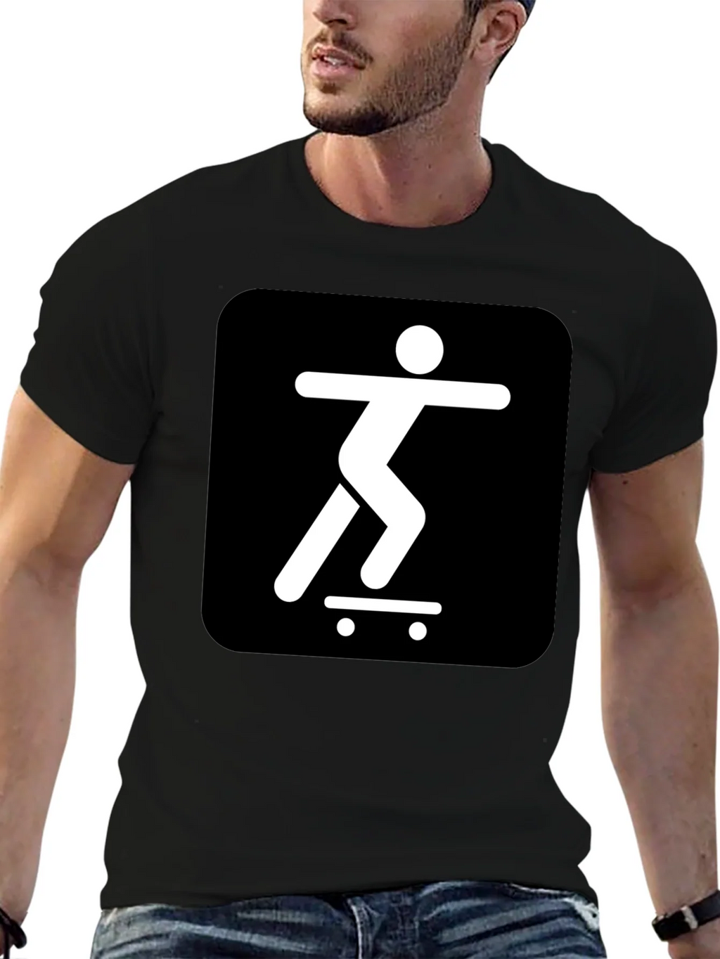 Skater Icon Graphic Tee - Cool Black T-Shirt product image 9