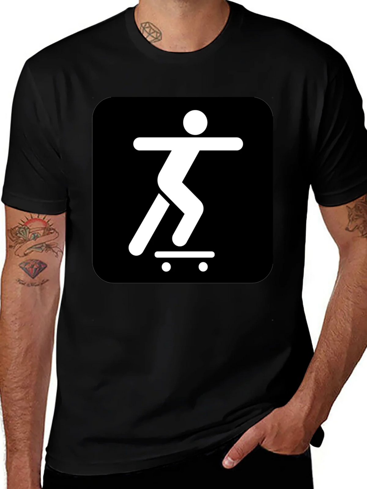 Skater Icon Graphic Tee - Cool Black T-Shirt product image 1