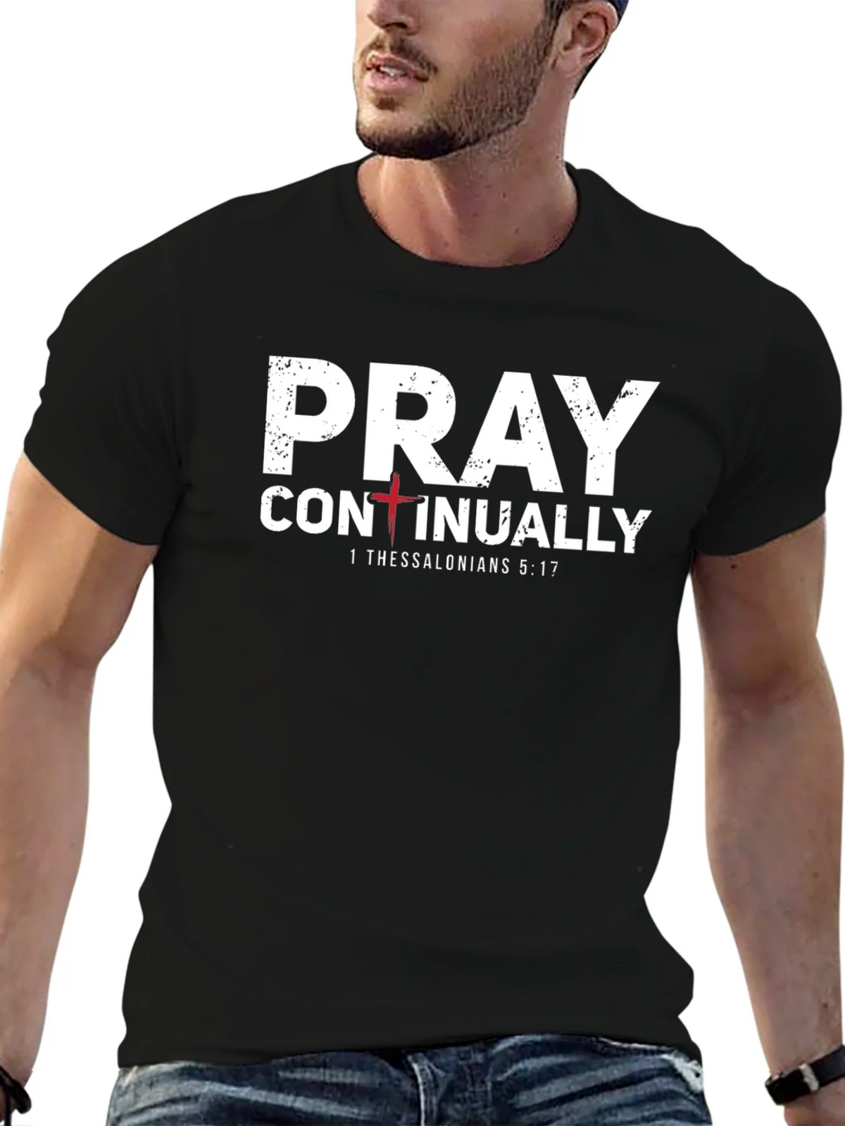 Pray Continually T-Shirt - 1 Thessalonians 5:17 - Christian product image 9