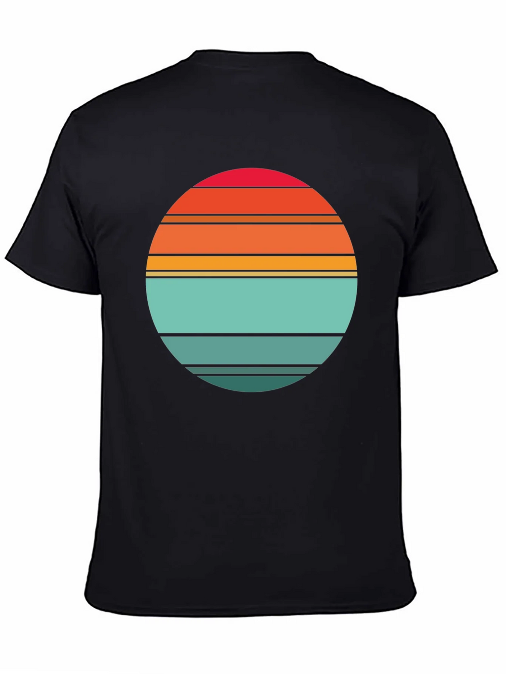 Retro Sunset Striped Graphic Tee - Black product image 7