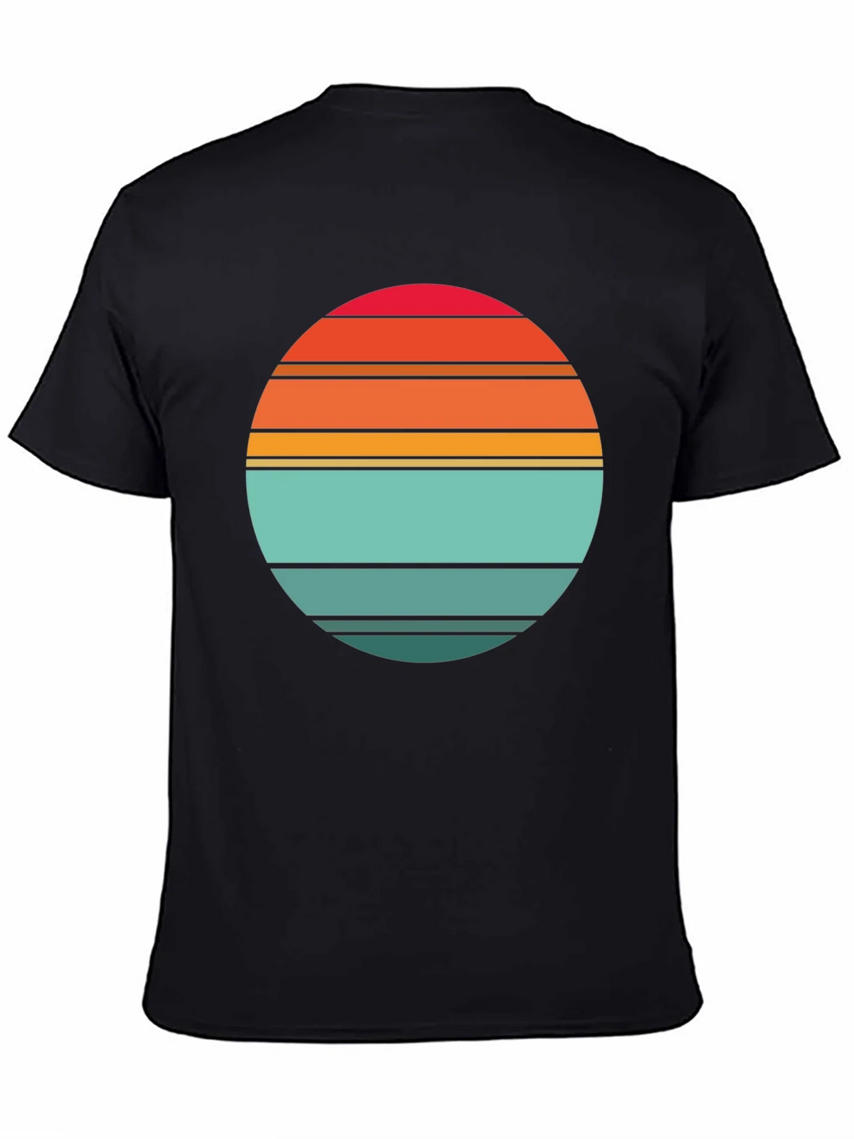 Retro Sunset Striped Graphic Tee - Black product image 7