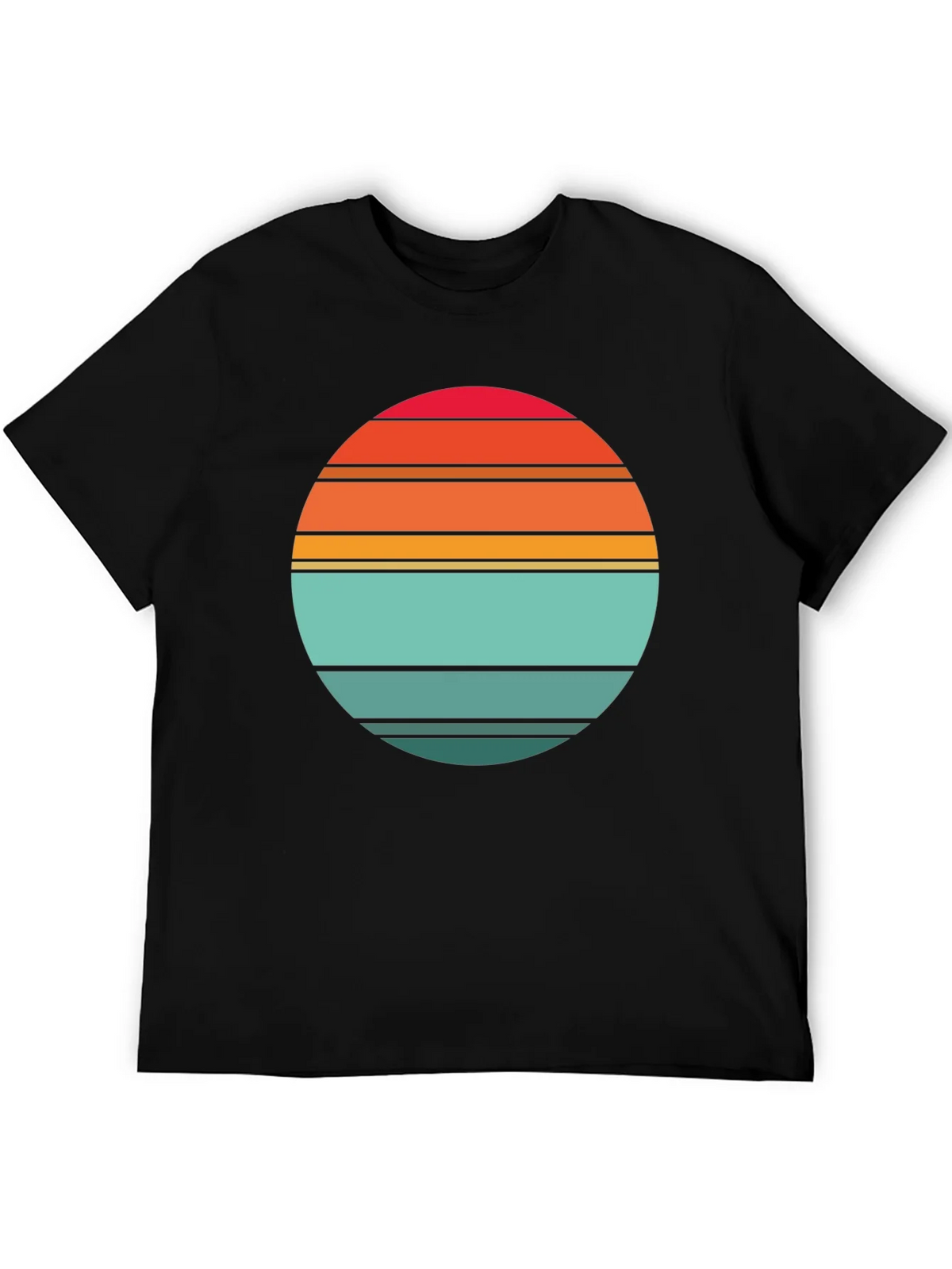 Retro Sunset Striped Graphic Tee - Black product image 8