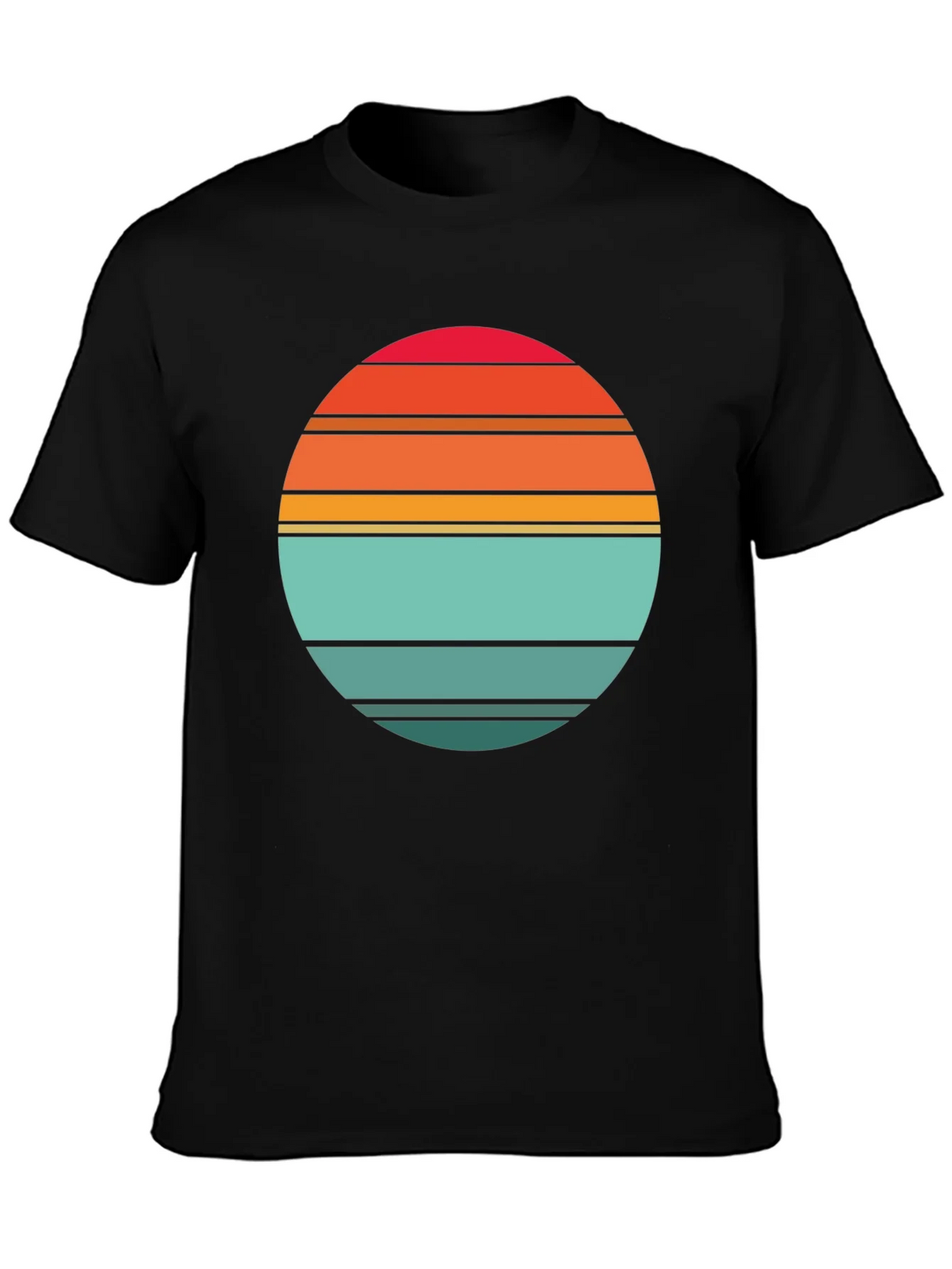 Retro Sunset Striped Graphic Tee - Black product image 6