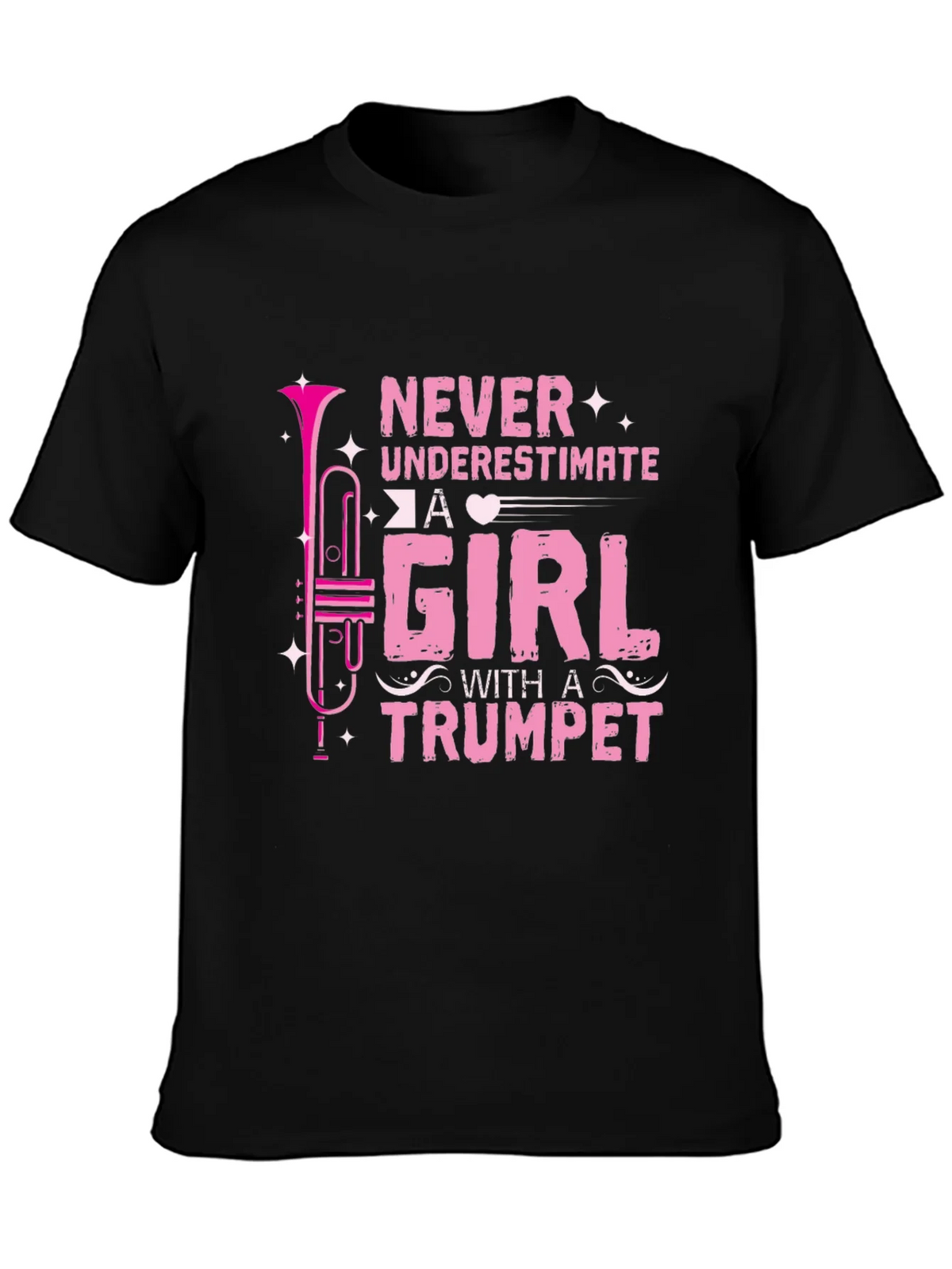 Never Underestimate A Girl With A Trumpet Black T-Shirt product image 6