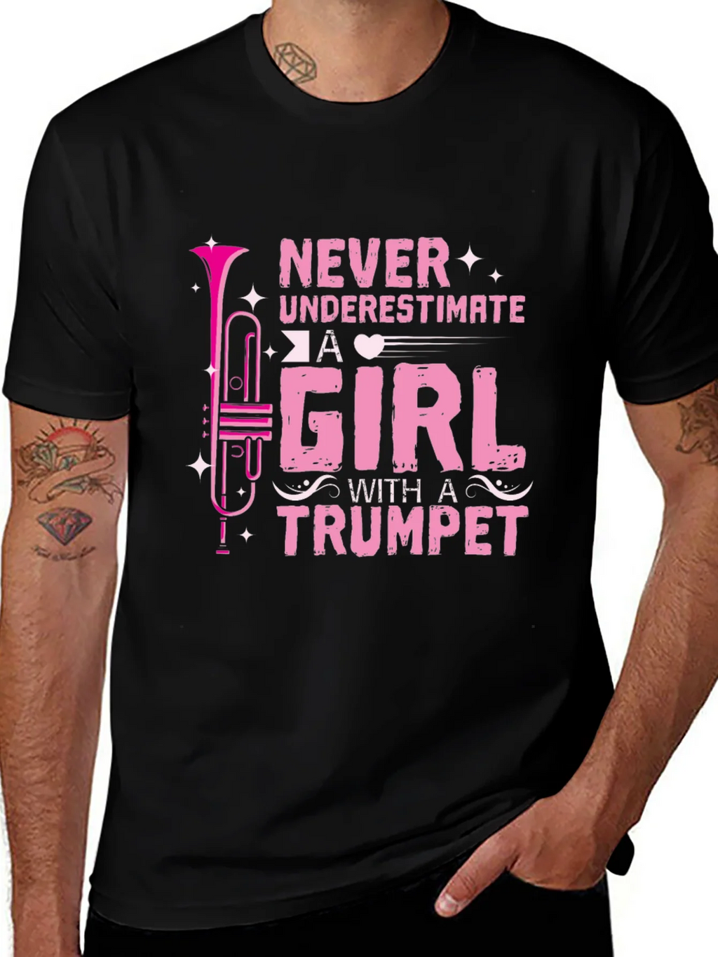 Never Underestimate A Girl With A Trumpet Black T-Shirt product image 1