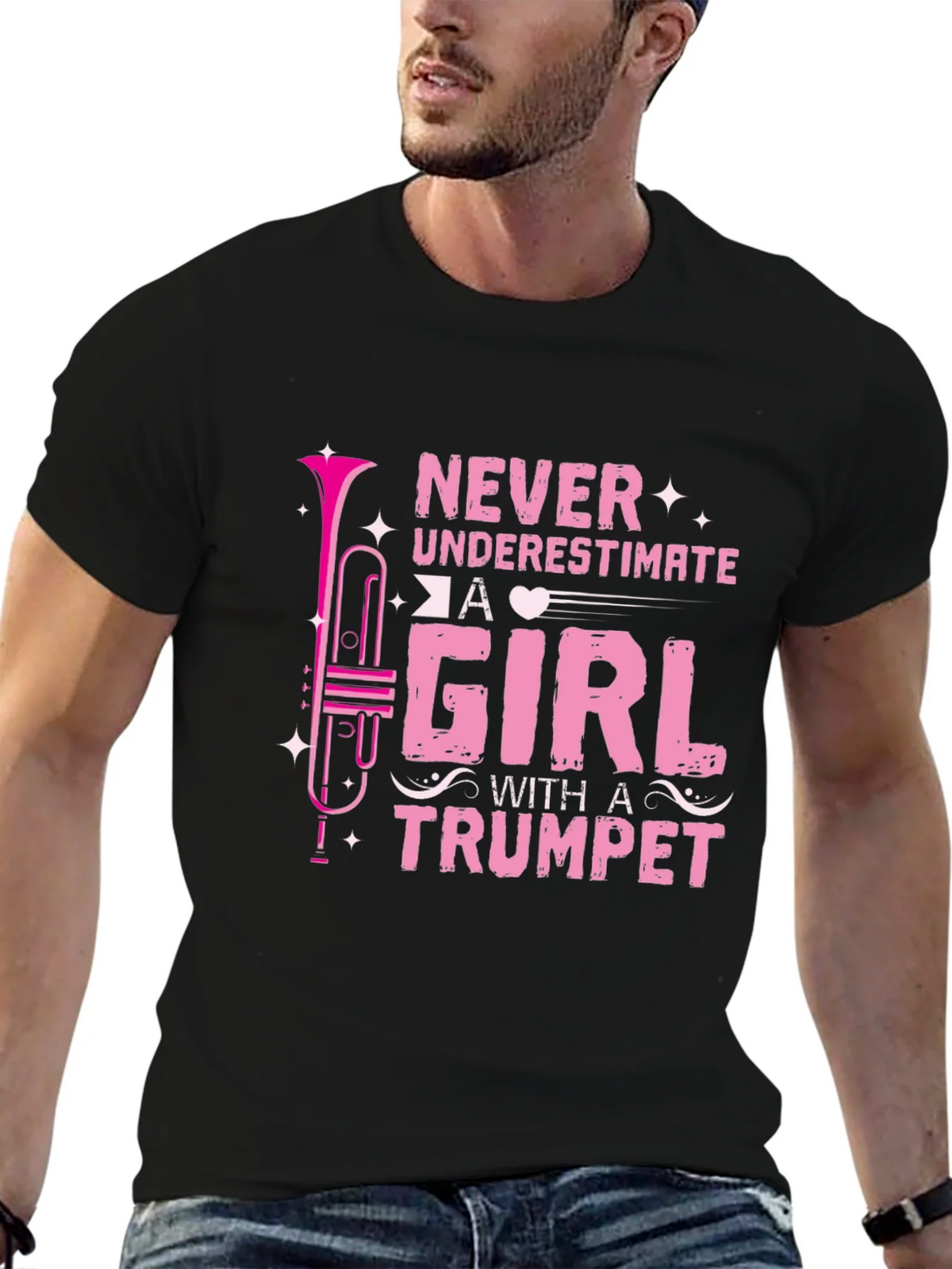 Never Underestimate A Girl With A Trumpet Black T-Shirt product image 9