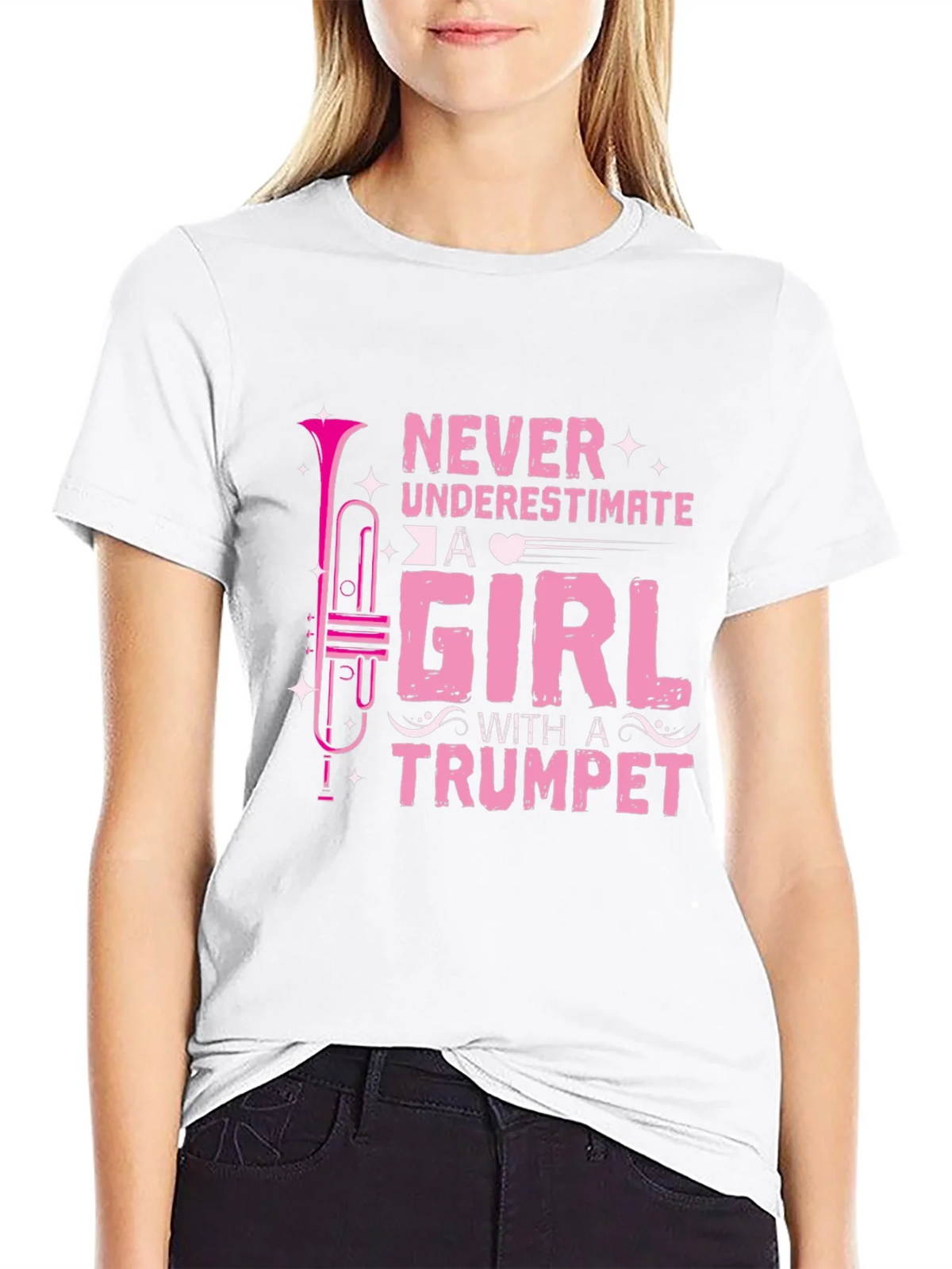 Never Underestimate A Girl With A Trumpet Black T-Shirt product image 11