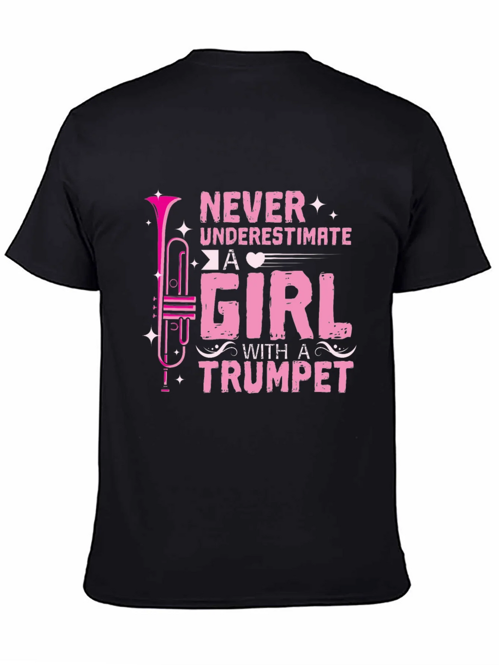Never Underestimate A Girl With A Trumpet Black T-Shirt product image 7