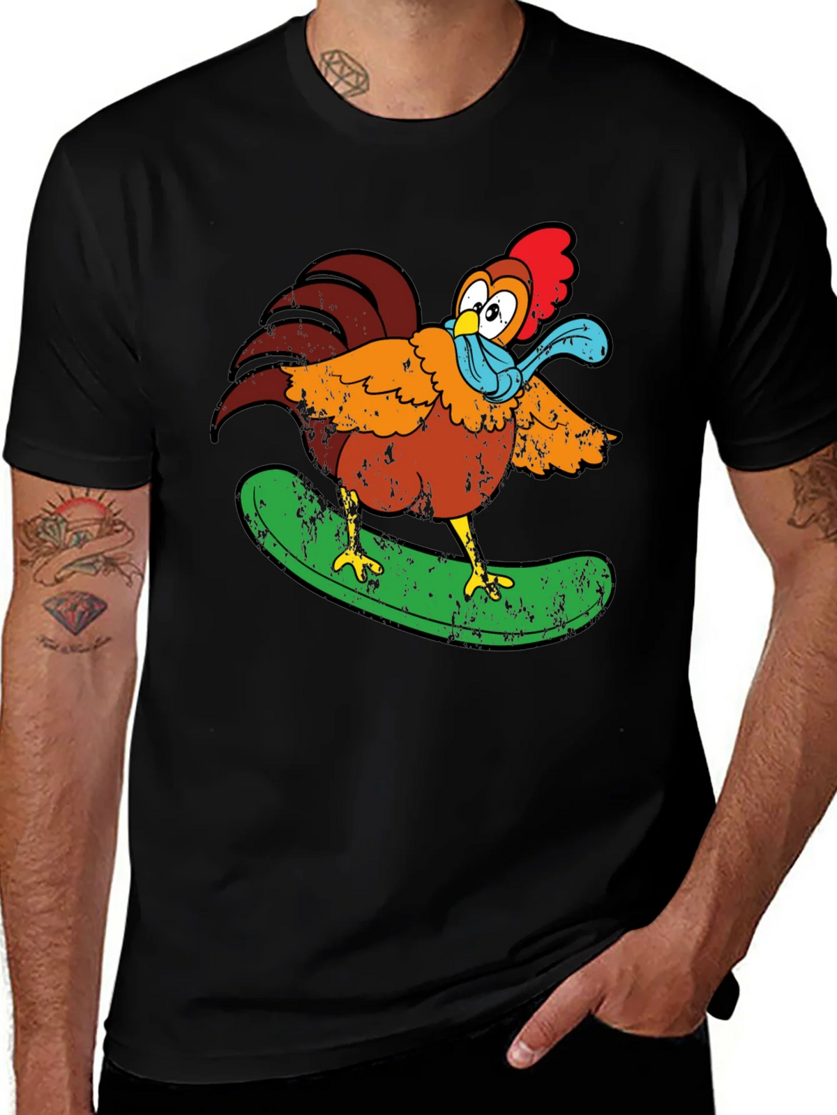 Cool Chicken Surfer Graphic T-Shirt product image 1