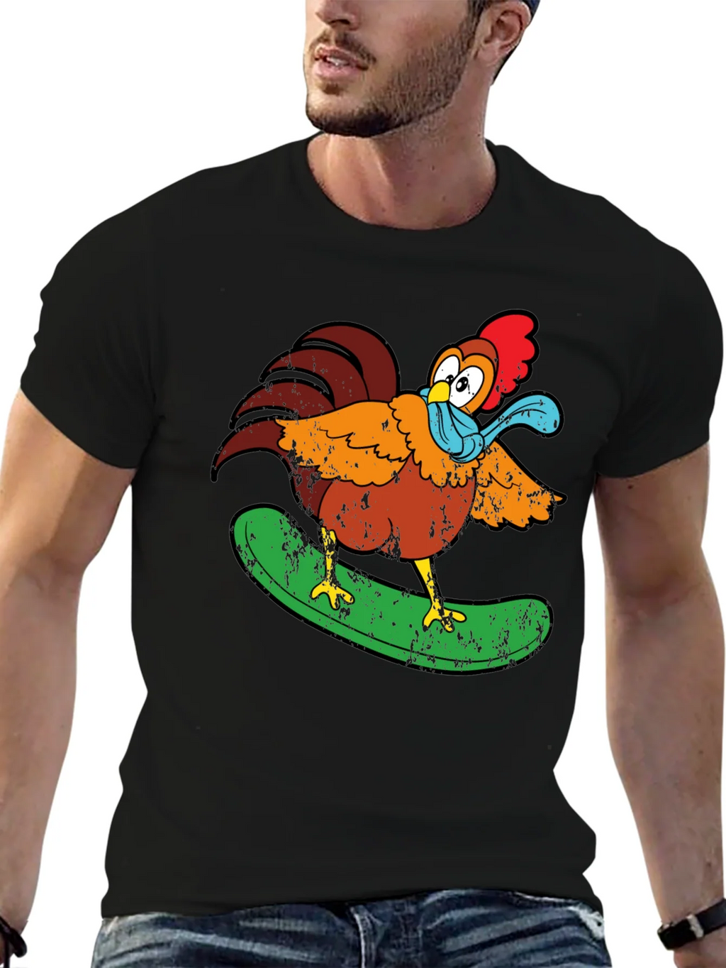 Cool Chicken Surfer Graphic T-Shirt product image 9