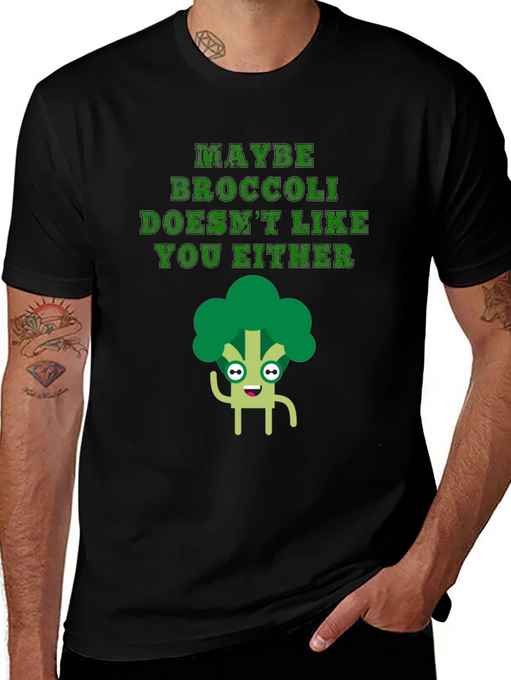 Funny Broccoli T-Shirt - Maybe Doesnt Like You Either product image 1