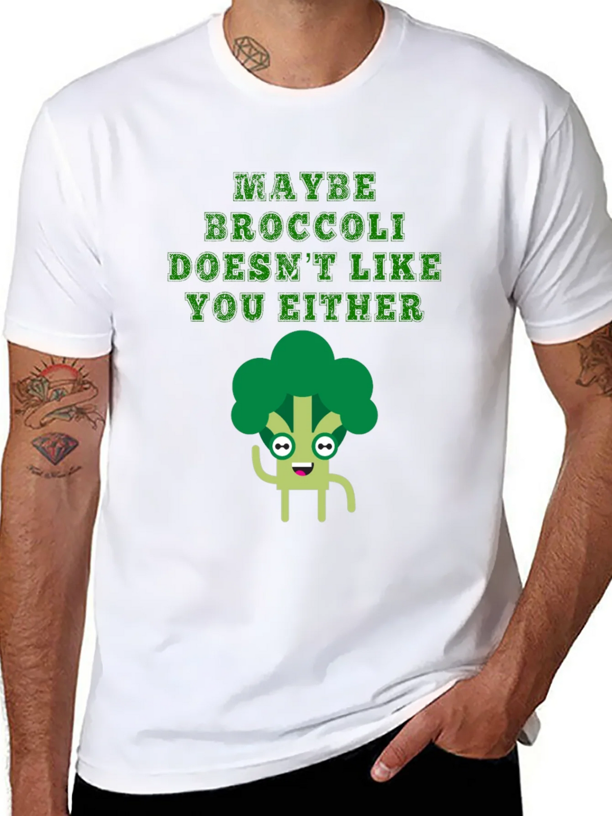 Funny Broccoli T-Shirt - Maybe Doesnt Like You Either product image 10
