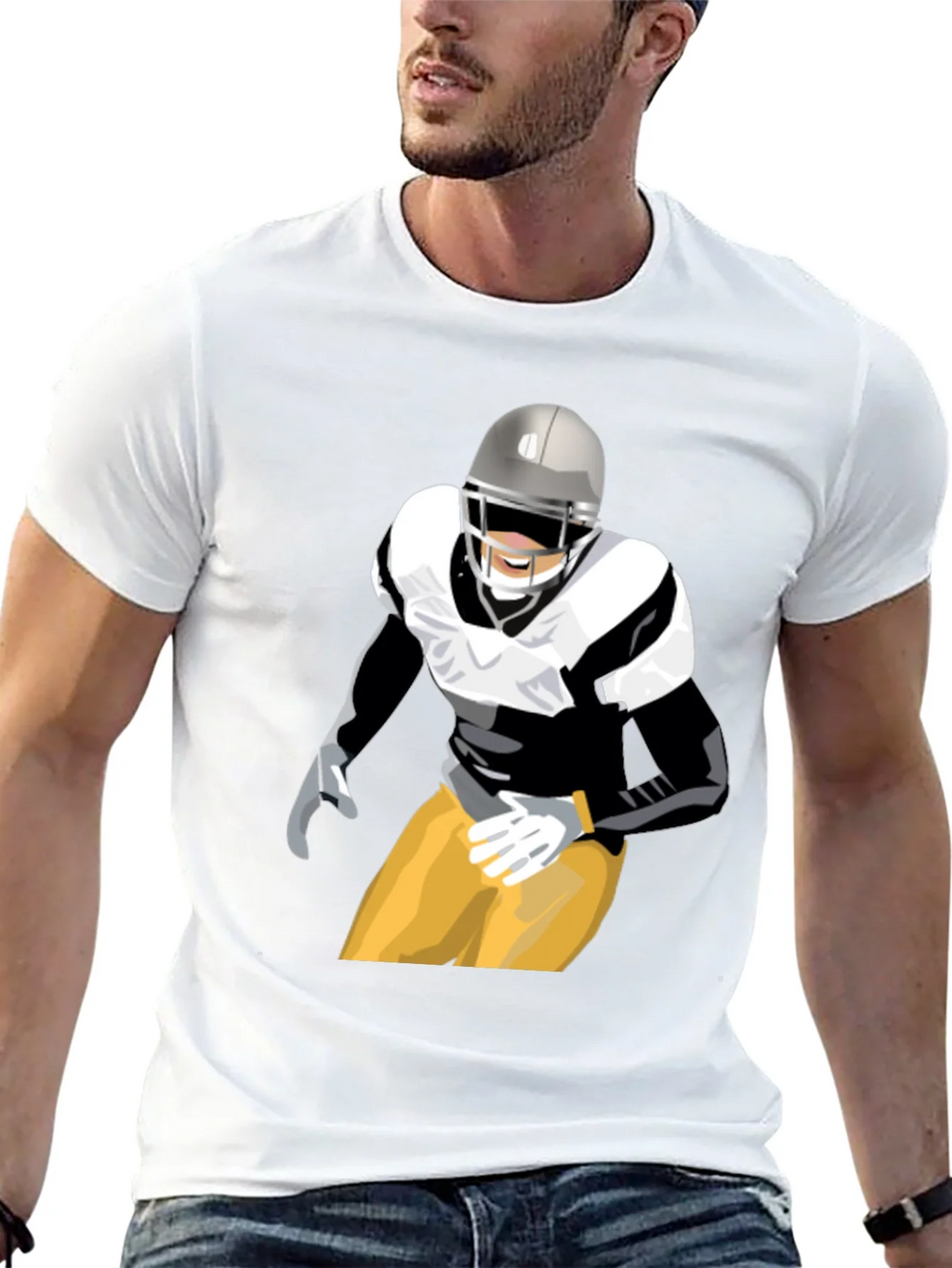 Football Player Graphic T-Shirt - Black product image 4