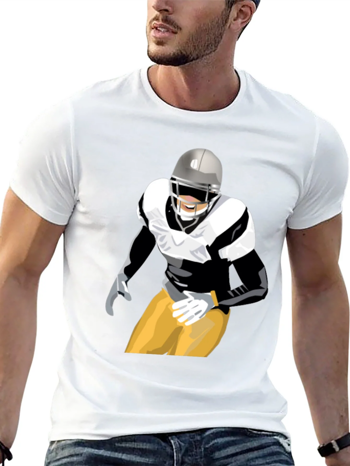 Football Player Graphic T-Shirt - Black product image 4