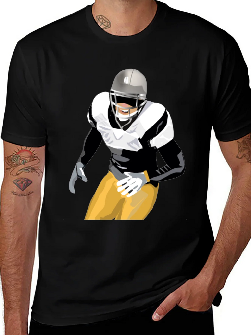 Football Player Graphic T-Shirt - Black product image 1
