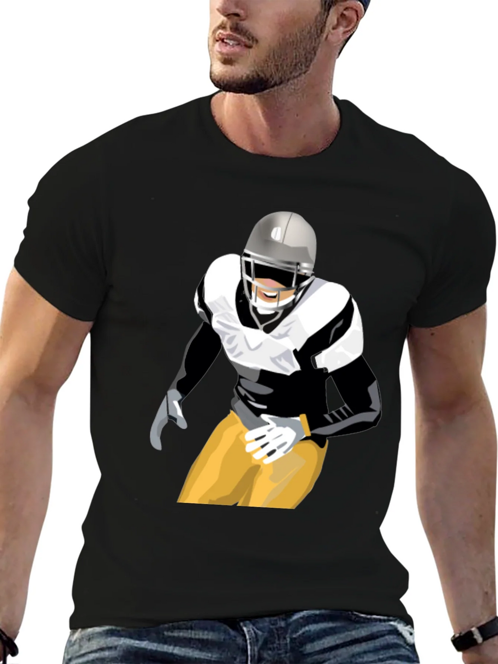 Football Player Graphic T-Shirt - Black product image 9