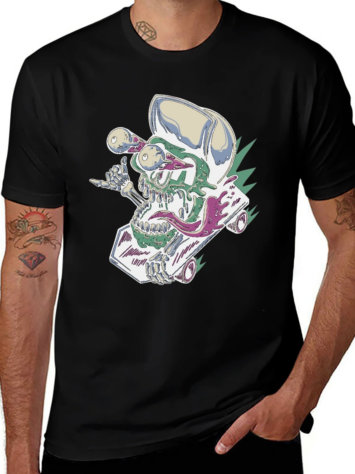 Skateboard Skull Tee - Cool Graphic Print product image 1