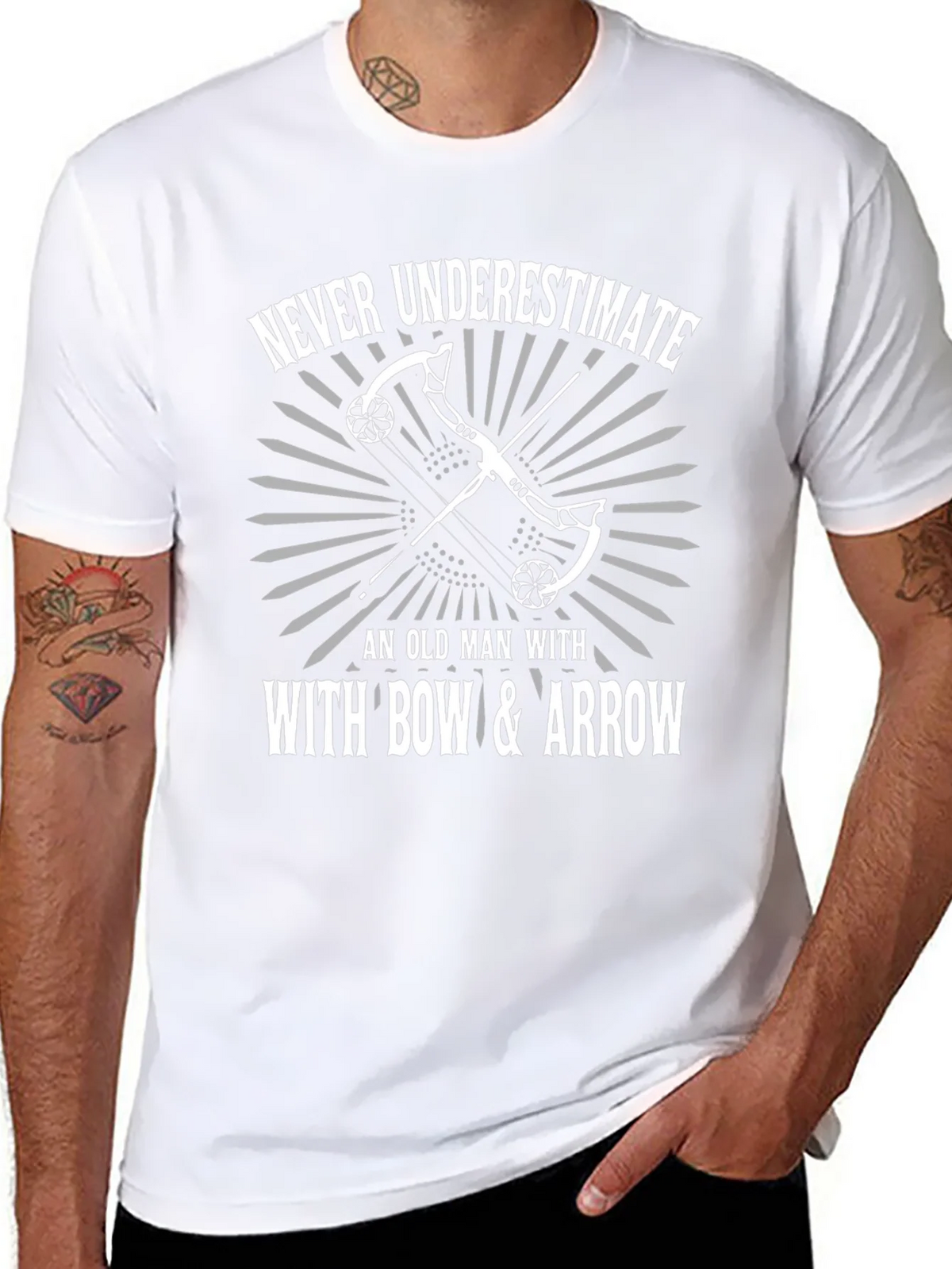 Never Underestimate Bow & Arrow Black T-Shirt product image 10