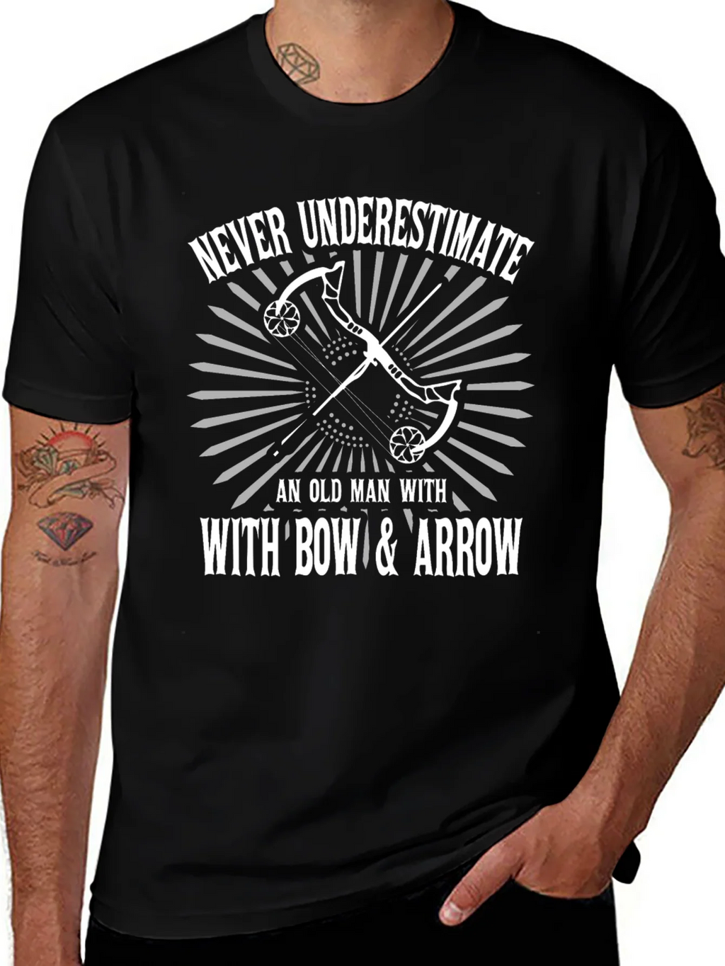 Never Underestimate Bow & Arrow Black T-Shirt product image 1