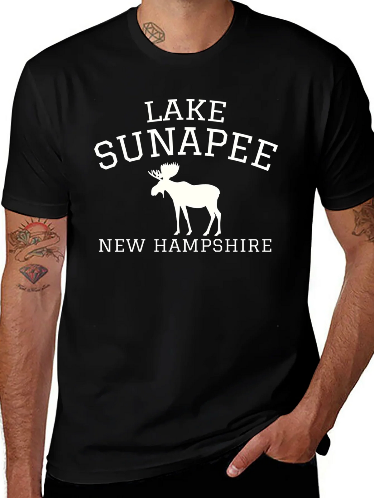 Lake Sunapee New Hampshire Black Graphic Tee product image 1
