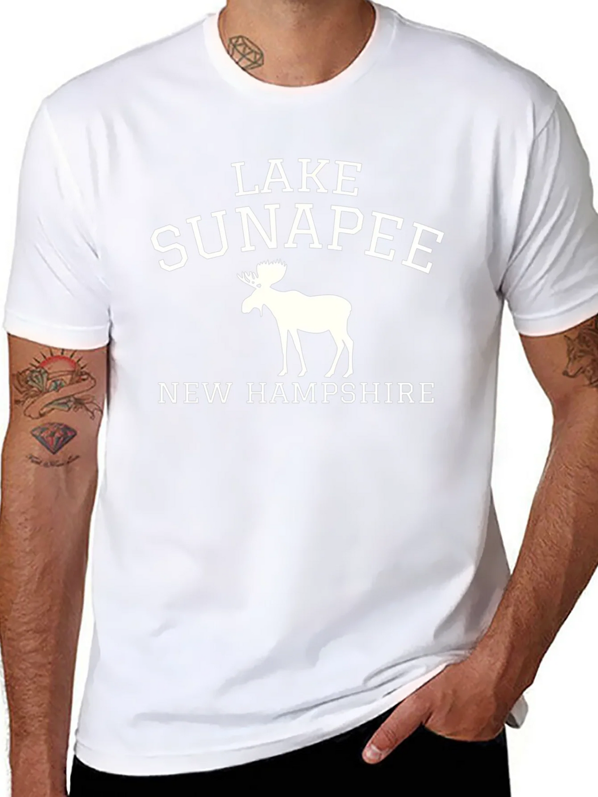 Lake Sunapee New Hampshire Black Graphic Tee product image 10
